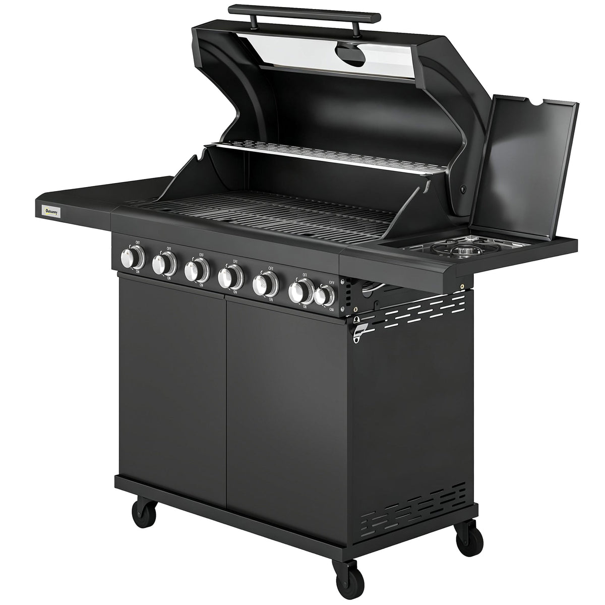 6+1 Burner Gas BBQ Grill with Cabinet and Viewing Window, Black — product view 2