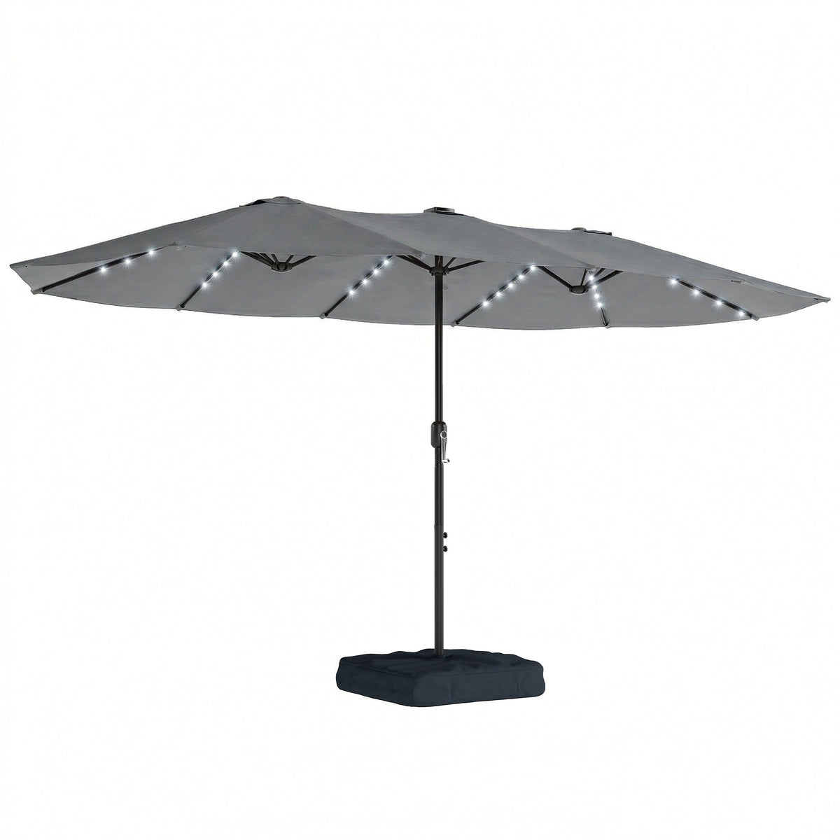 4.5 m Double-Sided Garden Parasol with LED Lights, Base & Sandbags, Grey — product view 1