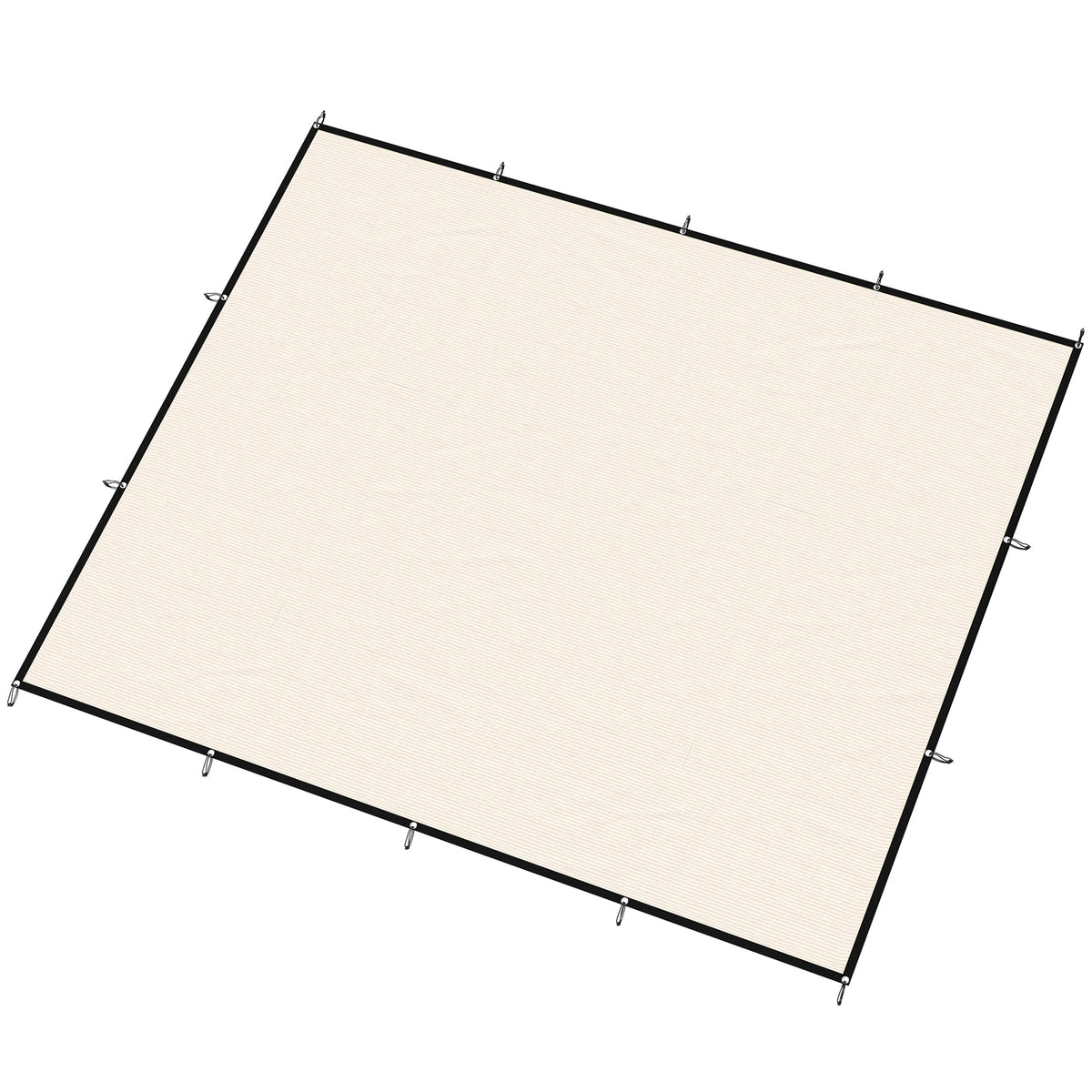 Rectangle Shade Sail 3 x 3.6 m Beige with SS Eyelets & Bungee Cords, UV-blocking — product view 2