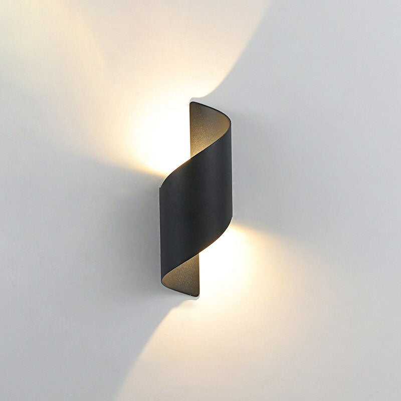 Modern Curl Twisted LED Wall Light Dimmable Bedroom Living Room — White Black Small Medium Large — product view 6