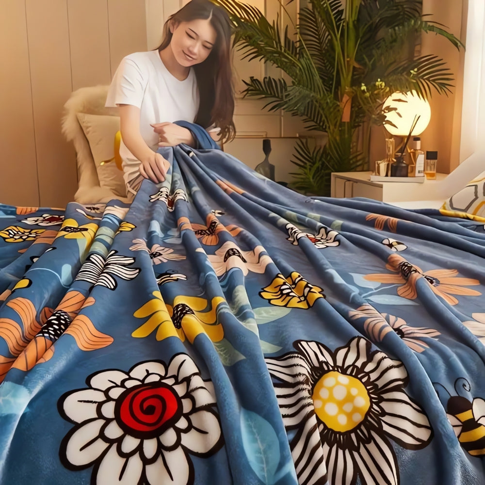 LoungeYard | Bloombee Retro Floral Soft Blanket — product view 1