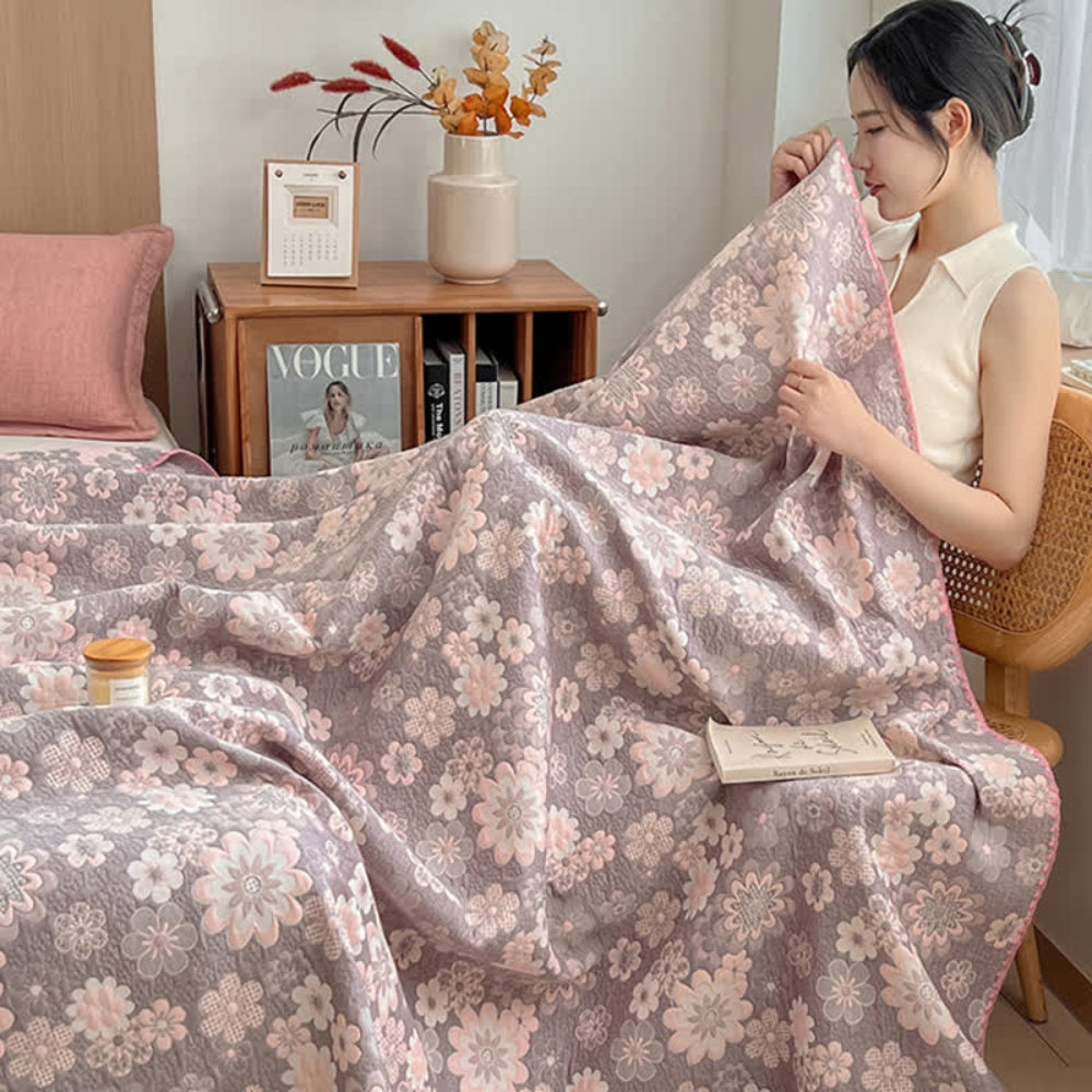 LoungeYard | Reverie Floral Cotton Gauze Blanket — product view 6