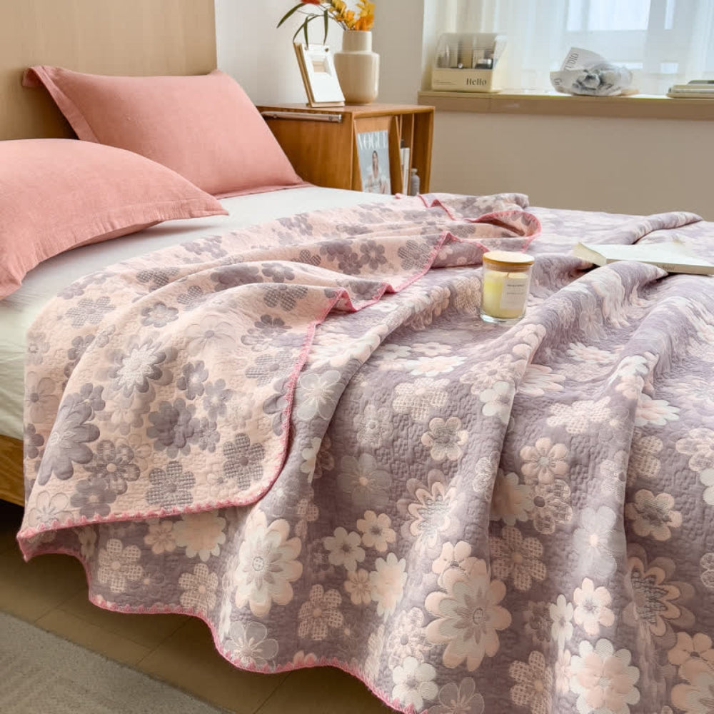 LoungeYard | Reverie Floral Cotton Gauze Blanket — product view 2
