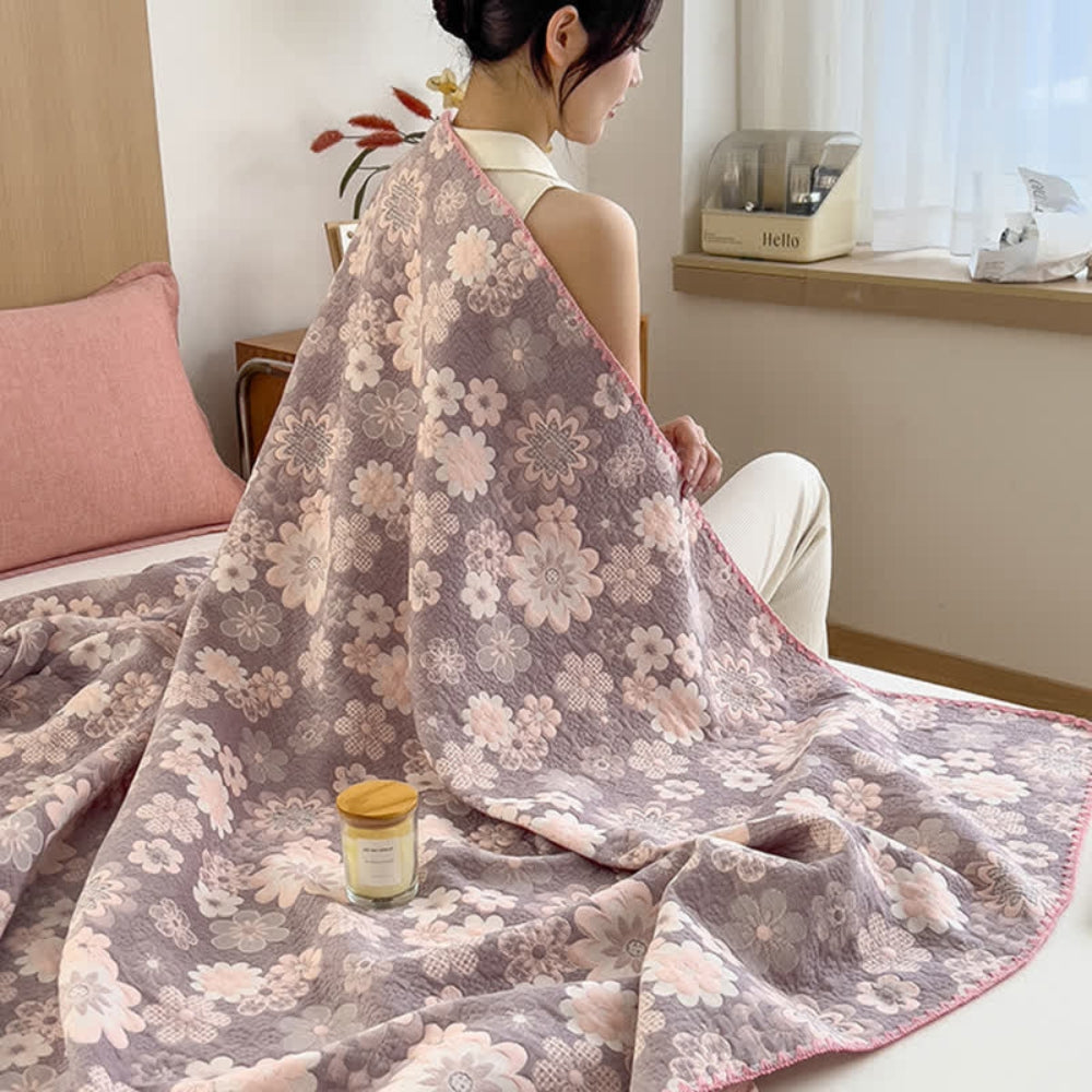 LoungeYard | Reverie Floral Cotton Gauze Blanket — product view 4