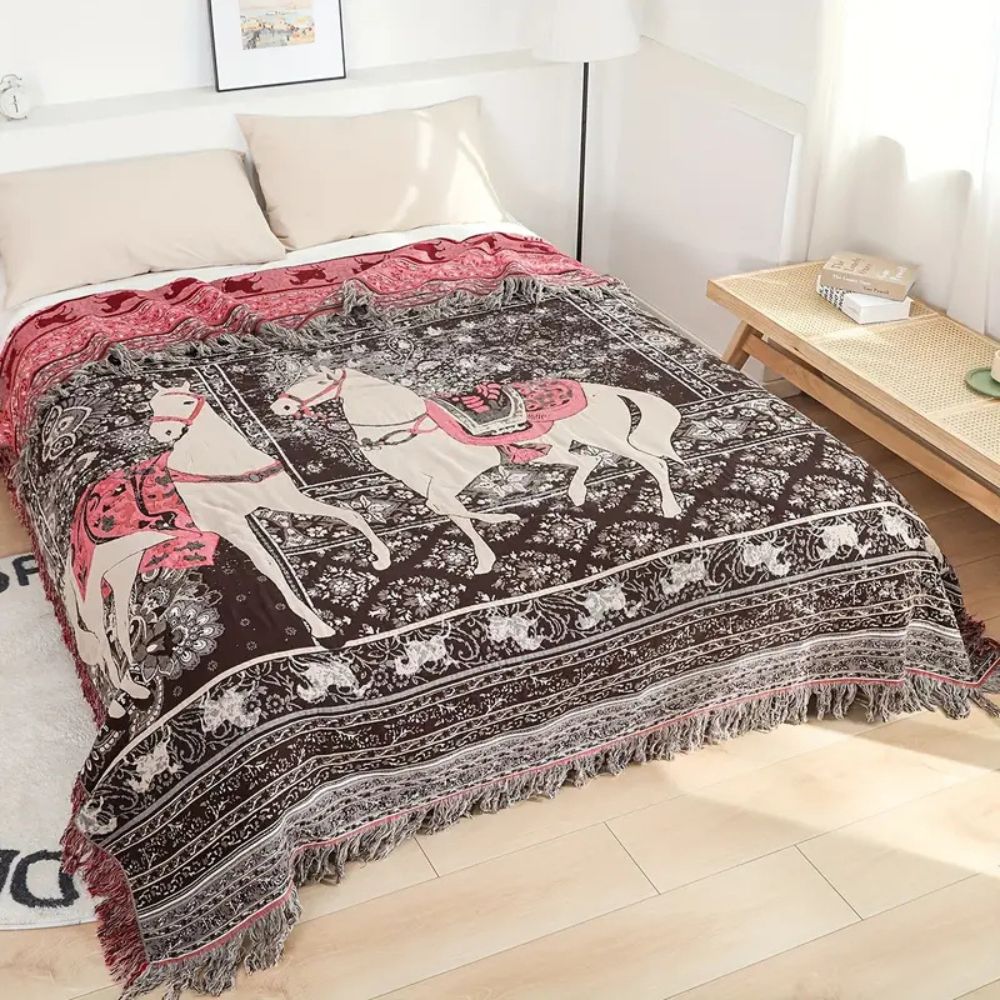 LoungeYard | Bohemian Inspired Horse Print Blanket — product view 3
