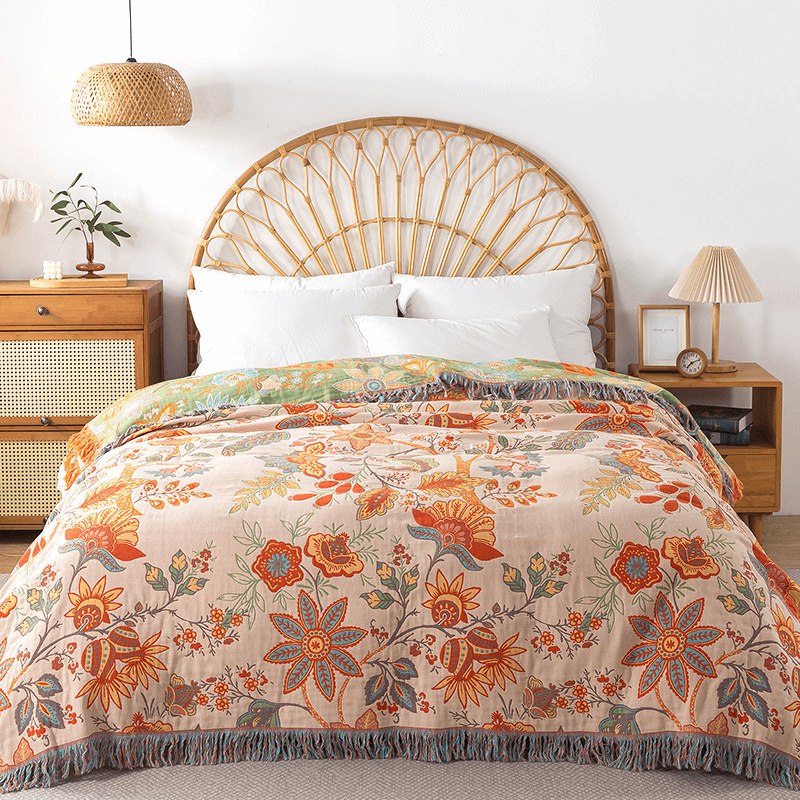 LoungeYard | Cotton Reversible Blanket with Jacquard and Boho Pattern — product view 2
