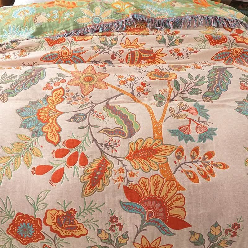 LoungeYard | Cotton Reversible Blanket with Jacquard and Boho Pattern — product view 4