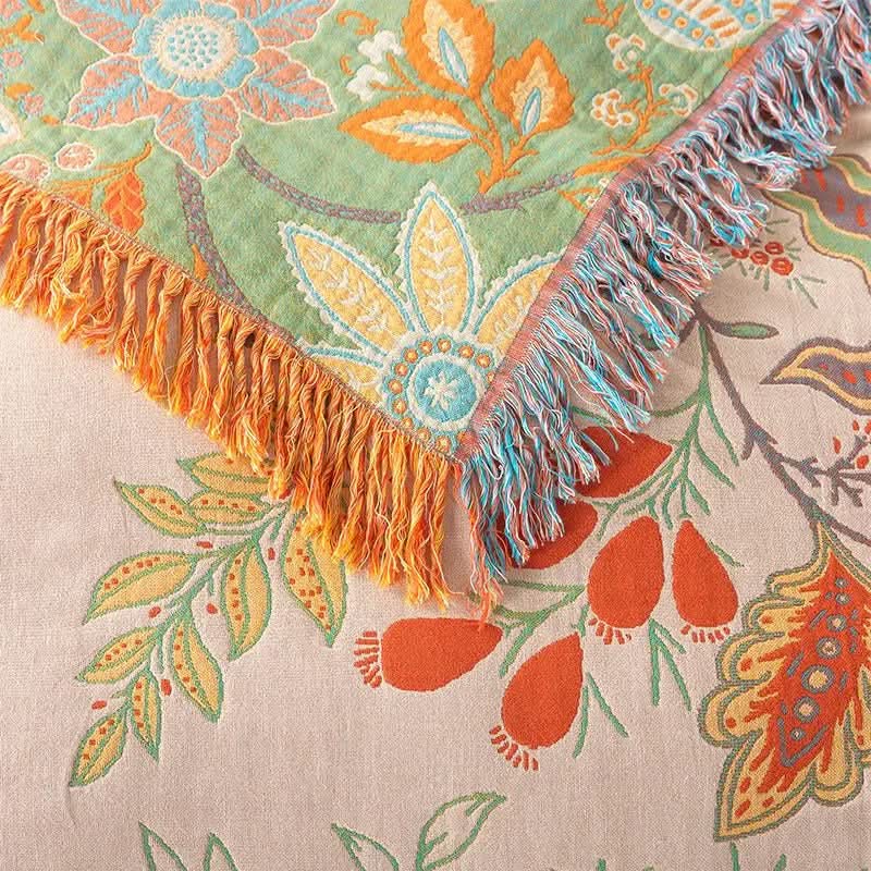 LoungeYard | Cotton Reversible Blanket with Jacquard and Boho Pattern — product view 7