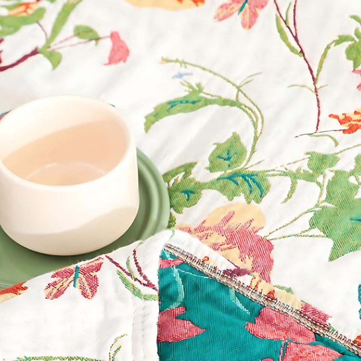 LoungeYard | Botanic Bluebird Reversible Cotton Blanket — product view 4