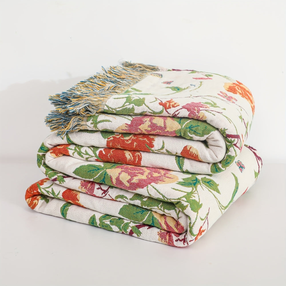 LoungeYard | Botanic Bluebird Reversible Cotton Blanket — product view 5