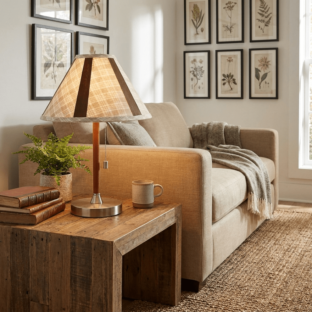 Briar Leather Trim Fabric Table Lamp — product view 3