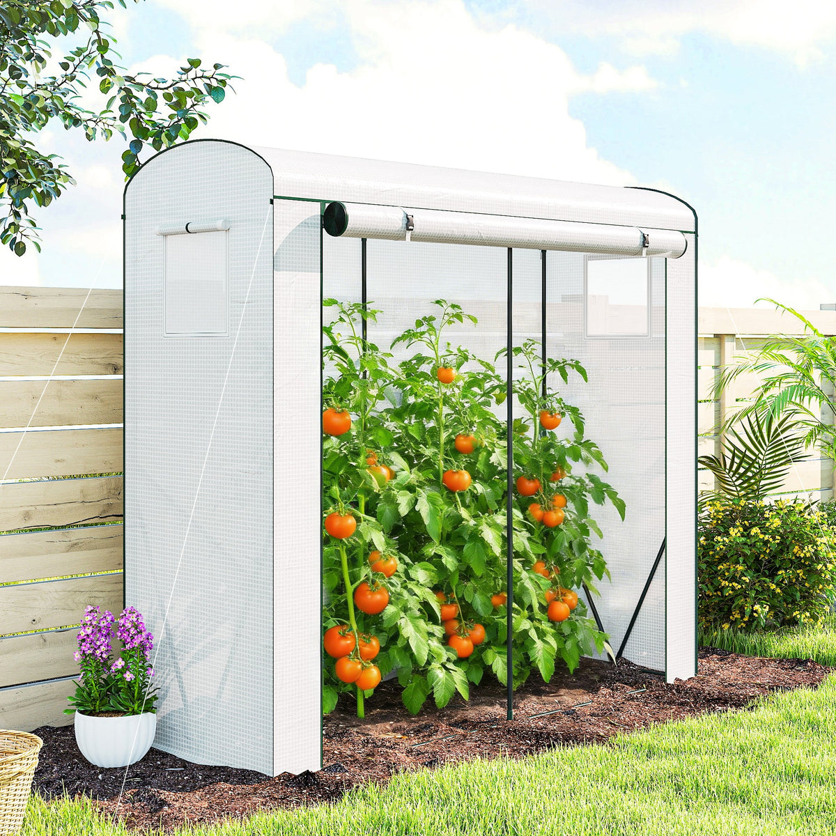 78.7" x 29.5" x 74" Mini Greenhouse, White — product view 4