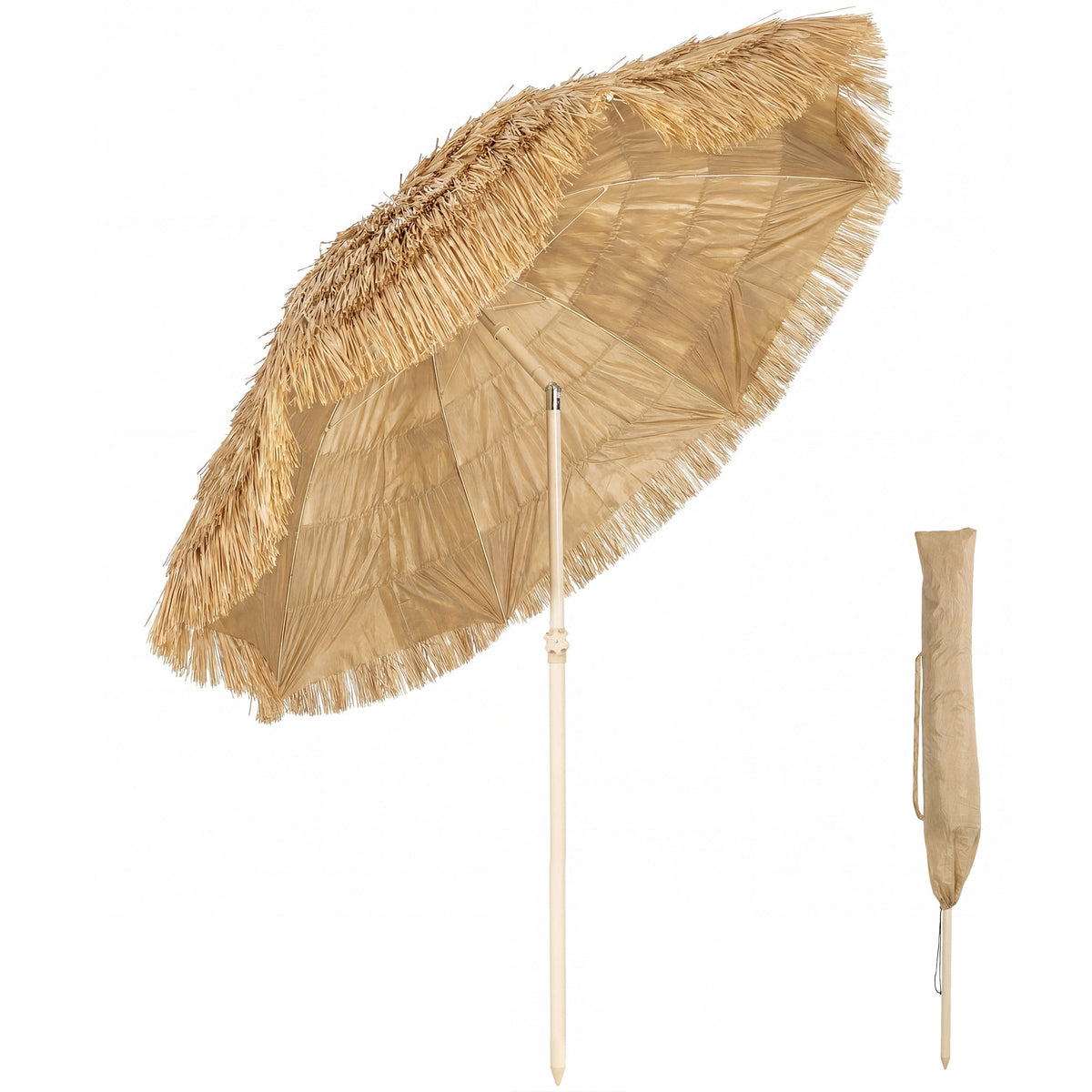 6FT Tiki Umbrella with 8 Ribs and Carry Bag, Khaki — product view 1