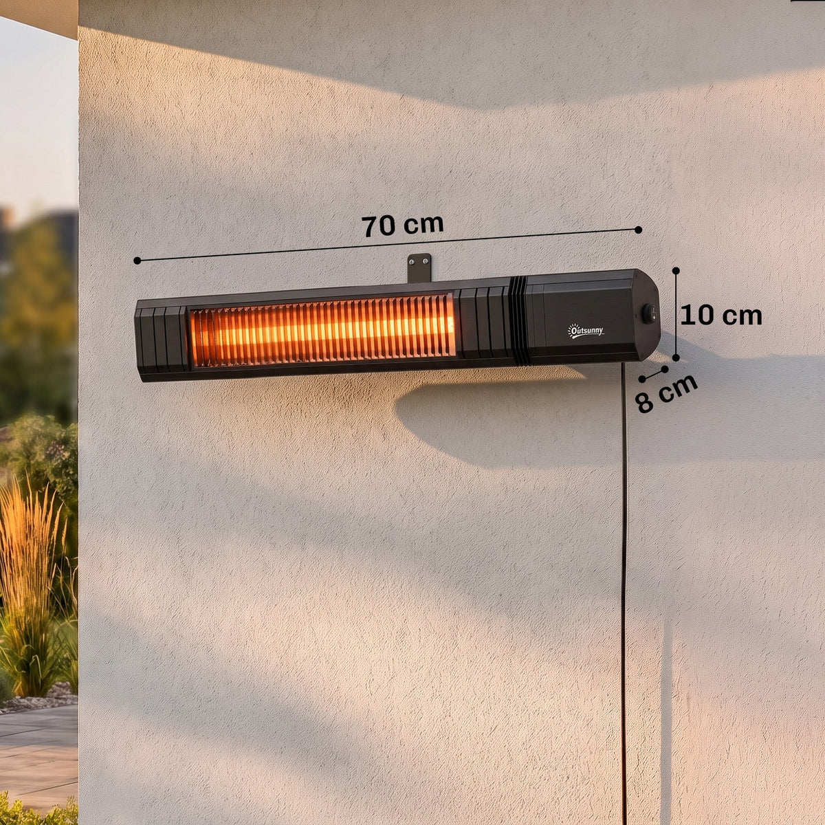 2000W Infrared Wall-Mount Heater with APP, Touch & Remote, IP65, 9 Levels, Black — product view 5
