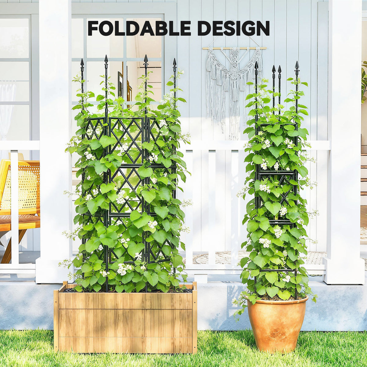 33.5 x 77.6 Inch Foldable Garden Trellis for Climbing Plants, Black — product view 6