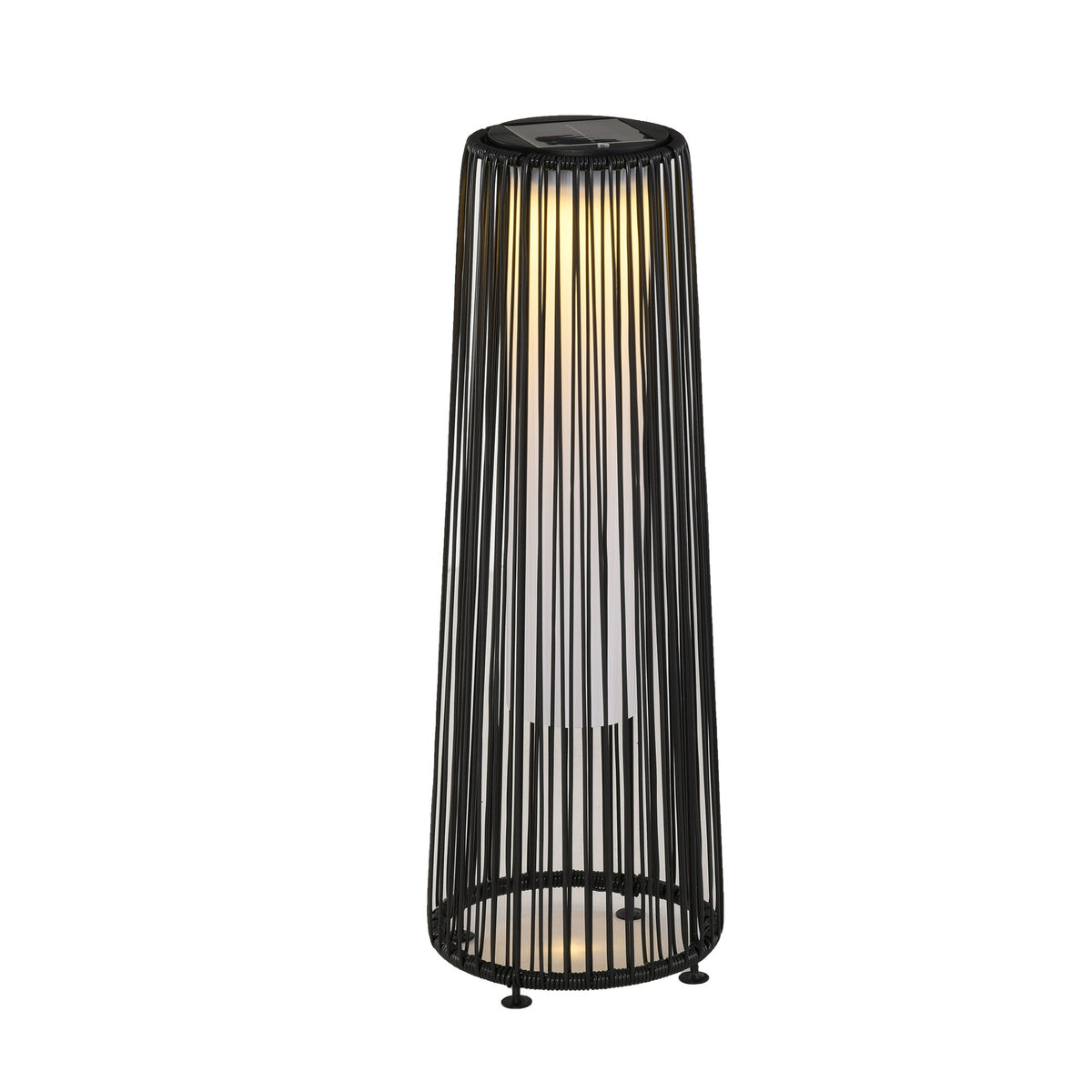 24" Wicker Solar Floor Lamp with Auto On/Off LED Lights, Black — product view 2