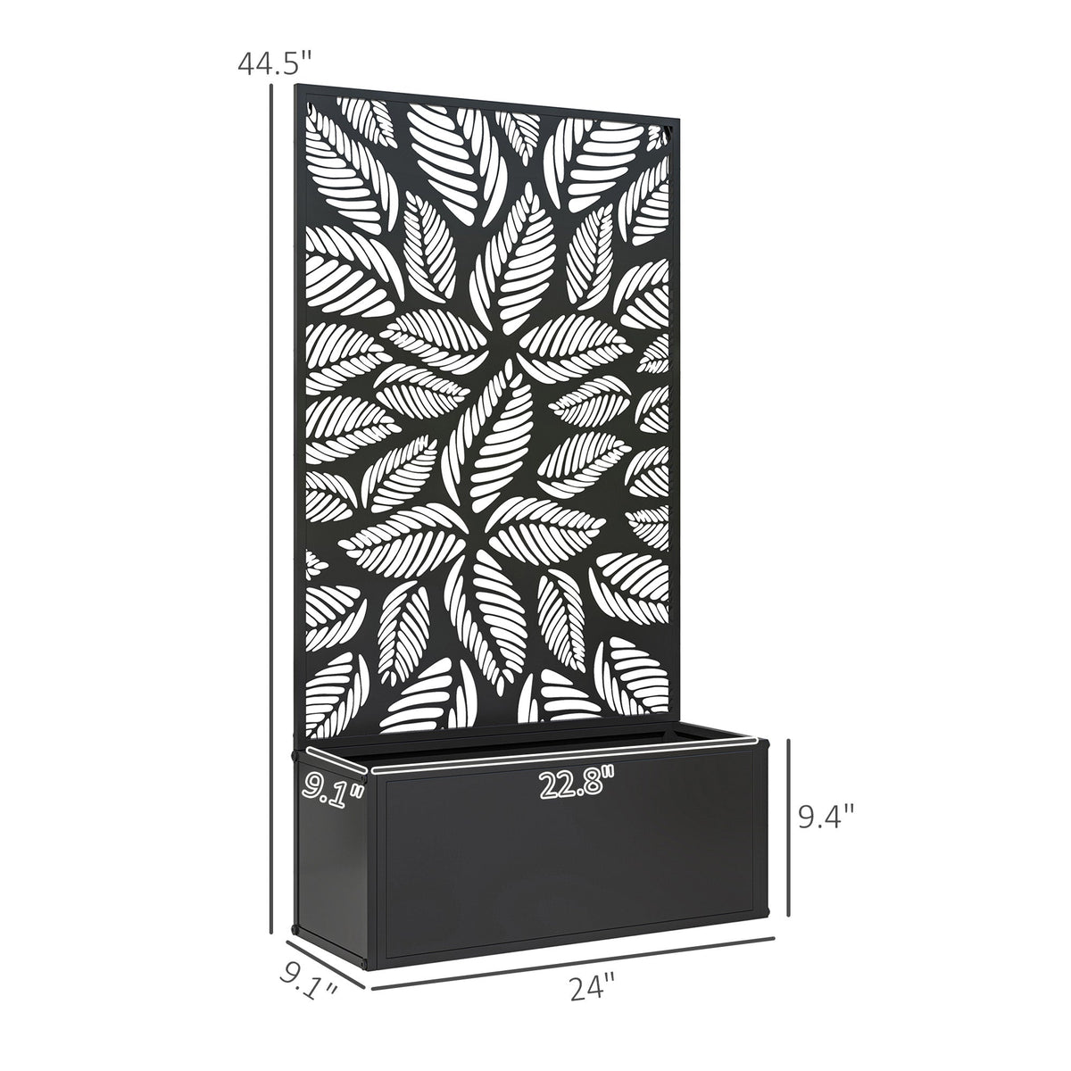 Metal Raised Garden Bed with Trellis Privacy Panel, Small Leaves Cut-Out — product view 5