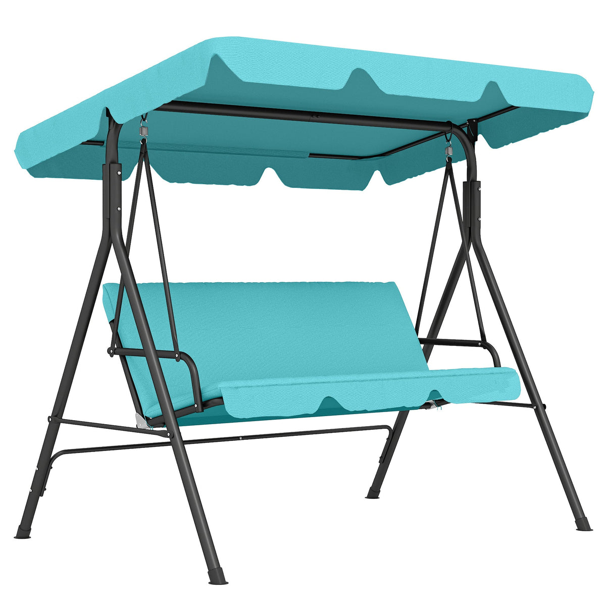 3 Seater Garden Swing Chair with Adjustable Canopy & Padded Seat, Blue — product view 1