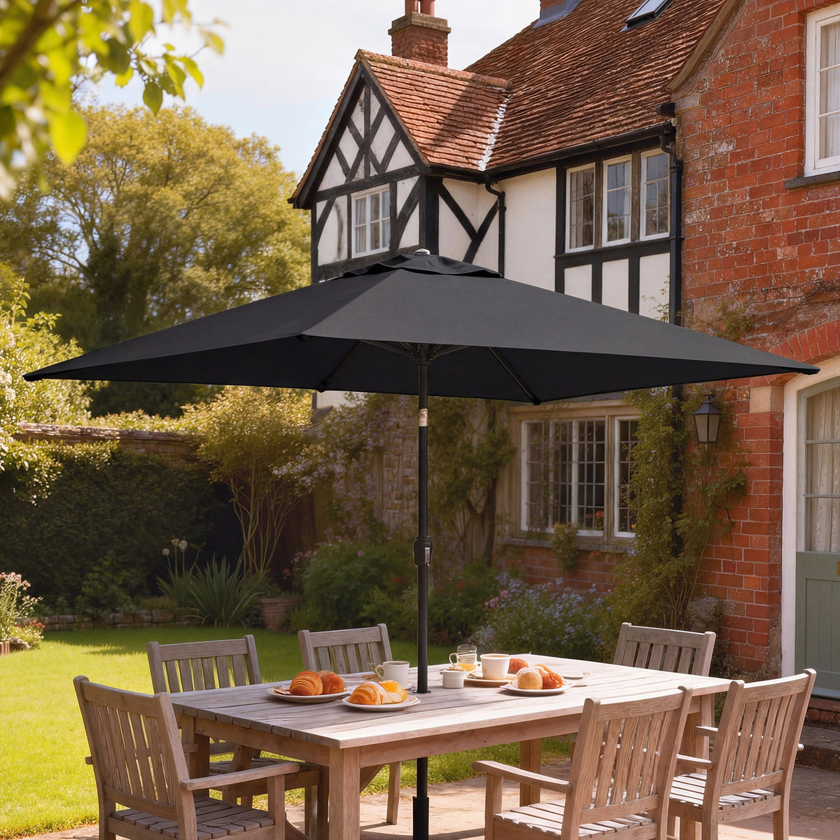3 x 2 m Garden Parasol with Crank Handle and Tilt Function, Black — product view 3