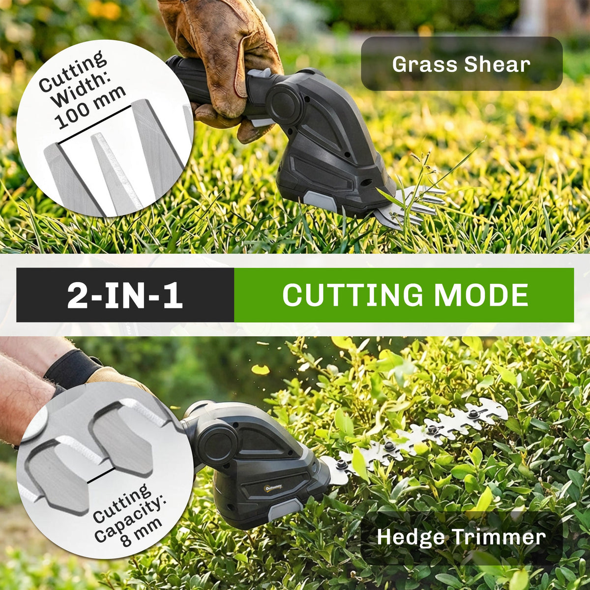 2-in-1 Cordless Hedge Trimmer & Grass Shear with 2 Batteries — product view 6