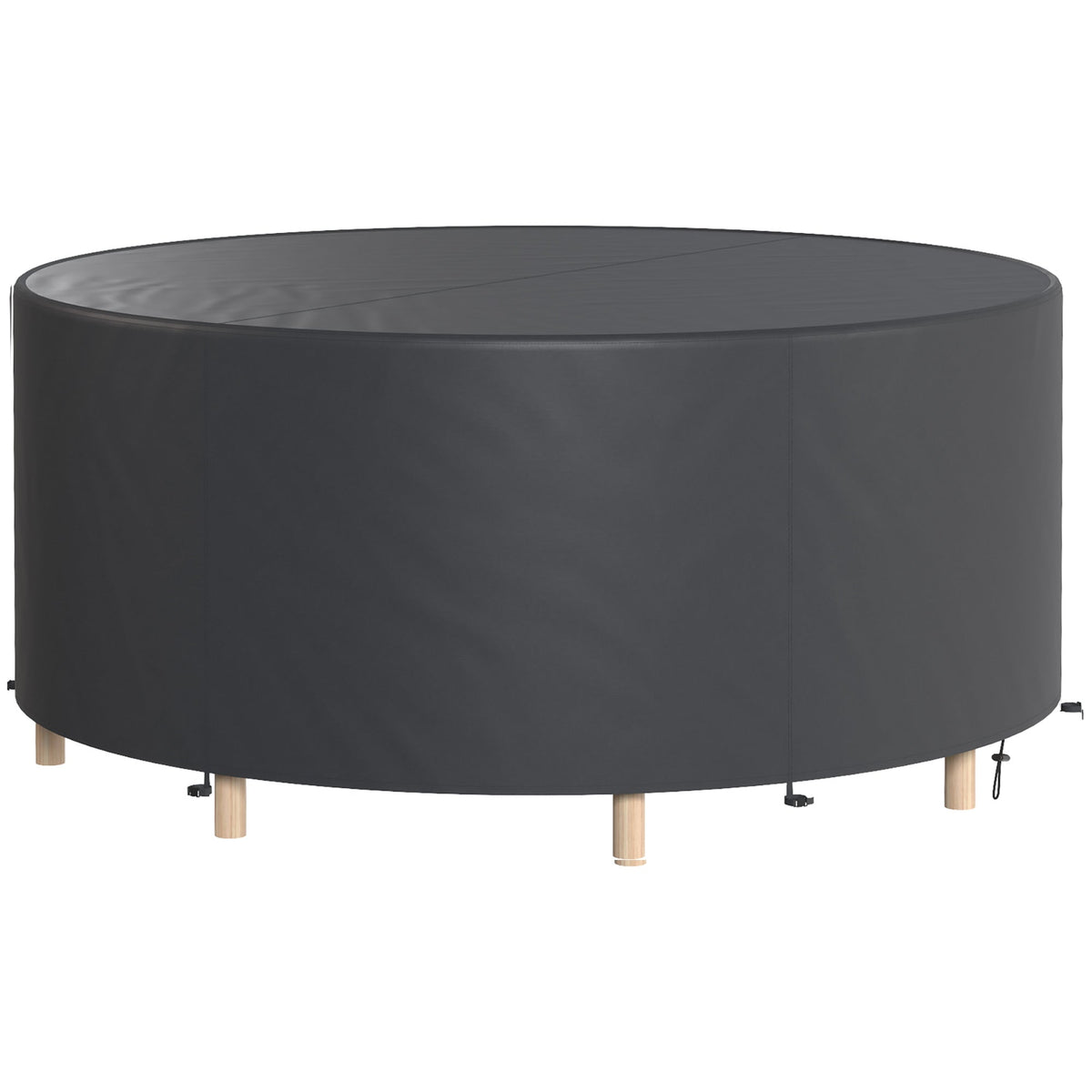Round Garden Furniture Cover, 420D Oxford, 214 x 70 cm, Black — product view 2