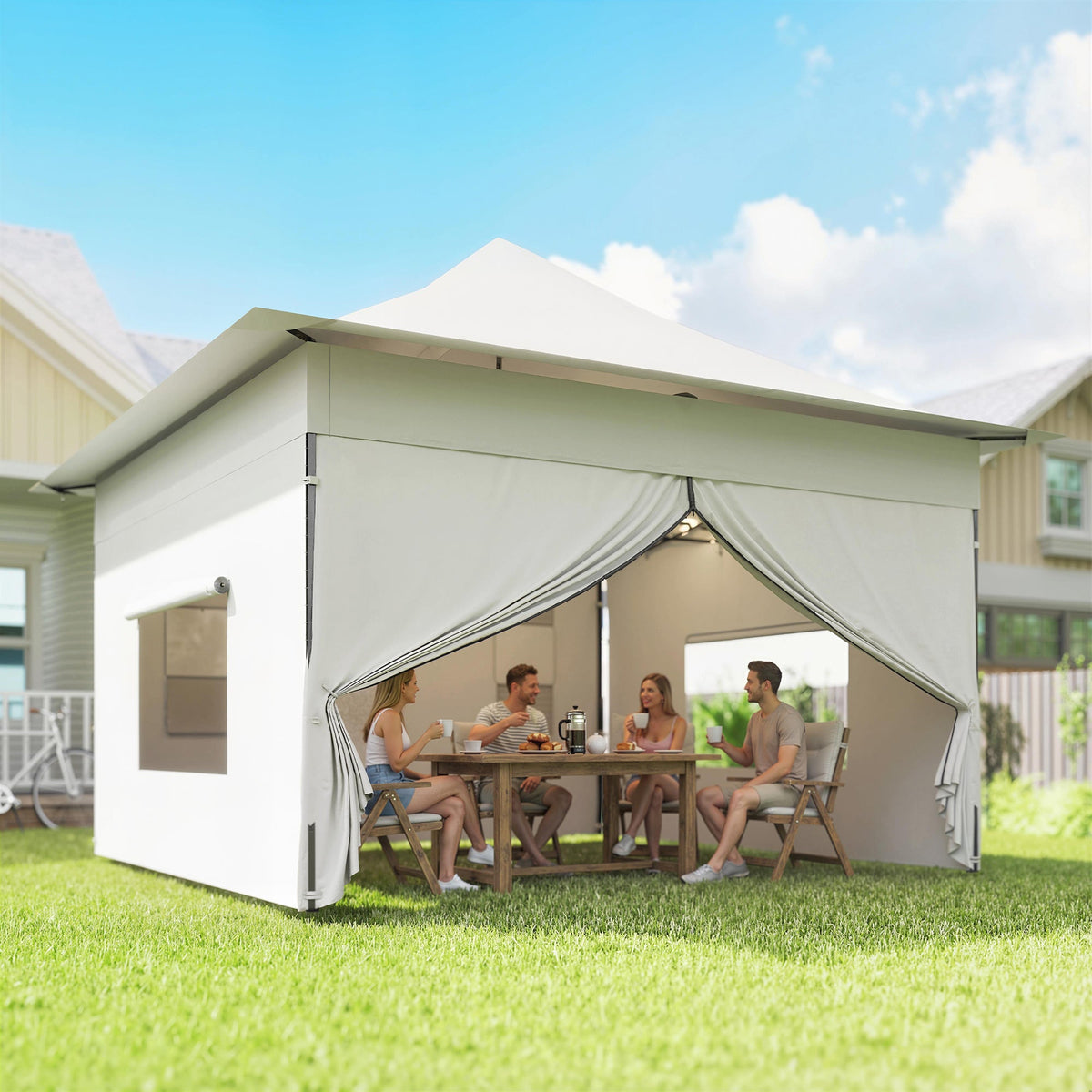 12 x 12 ft Pop Up Canopy Tent with Sidewalls and Wheeled Bag, Silver — product view 3