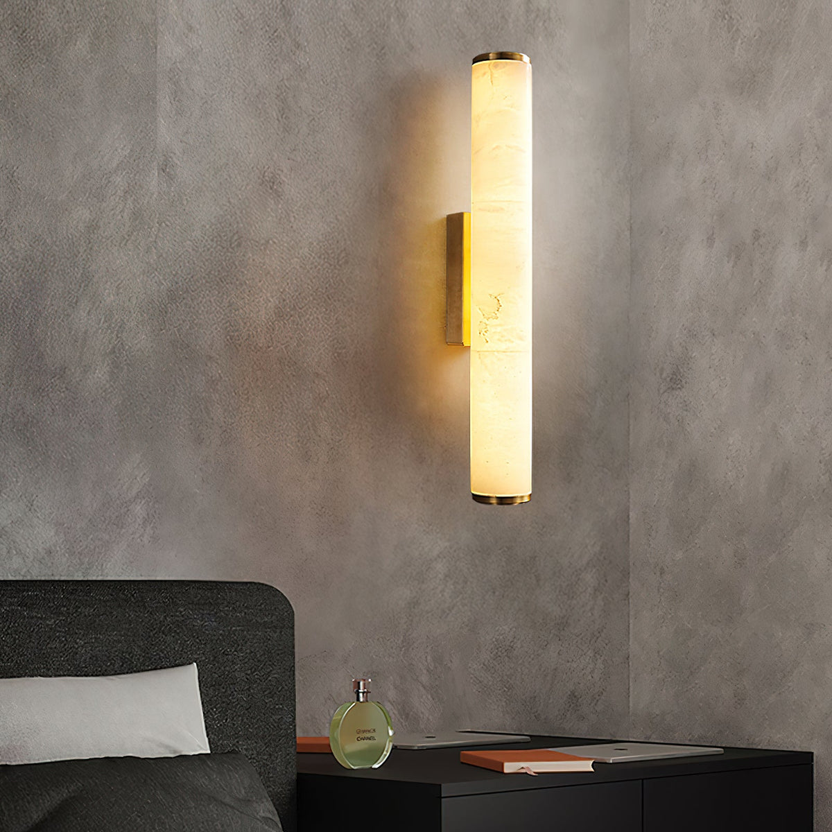 Callisto Alabaster Wall Sconce Natural Stone LED Luxury Bedroom Living Room — 5 Size and Finish Options — product view 6