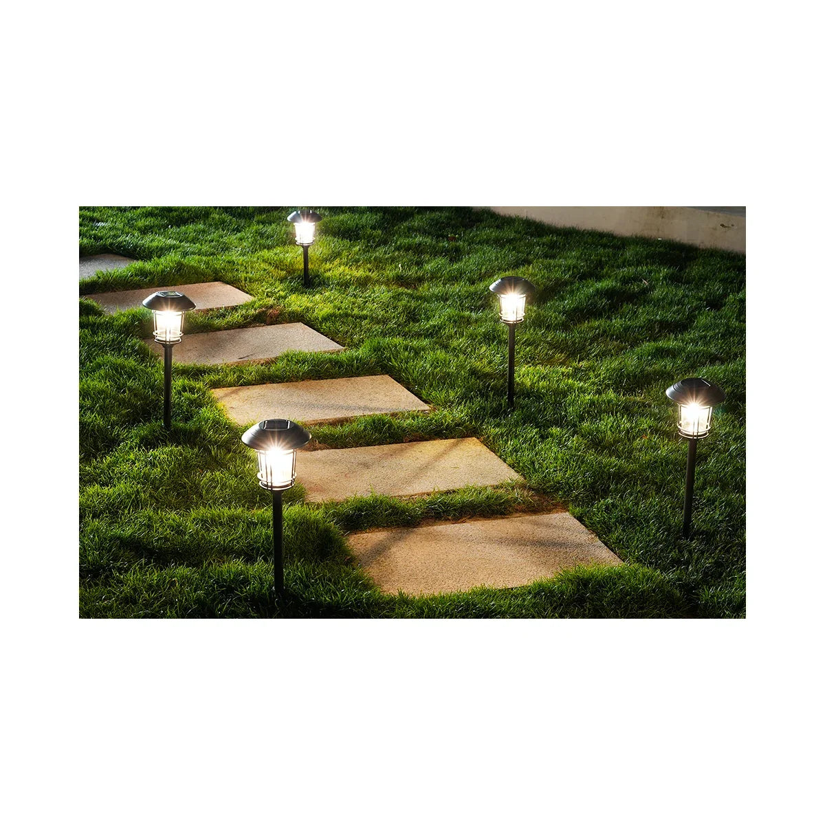 LOUNGE YARD Cast Solar Powered Aluminum Glass Light Set Of 5 — product view 3