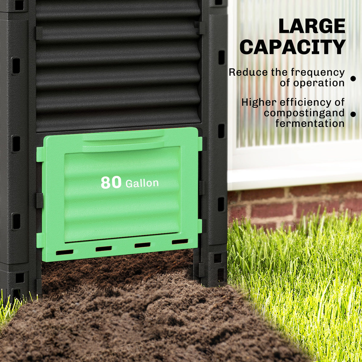 80 Gallon Garden Large Capacity Compost Bin, Green — product view 7