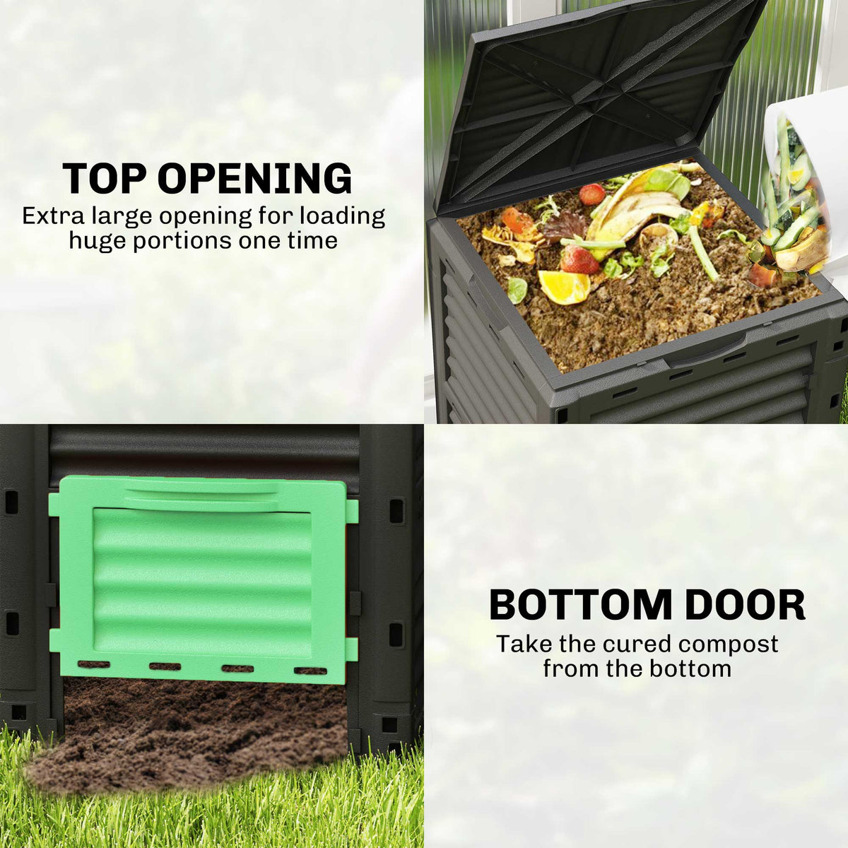80 Gallon Garden Large Capacity Compost Bin, Green — product view 6