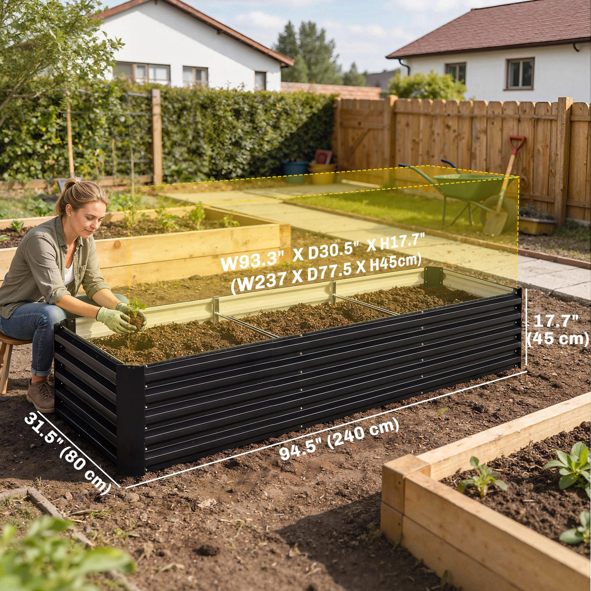 8 x 2.6 x 1.5ft Galvanized Raised Garden Bed with Open Bottom, Black — product view 5