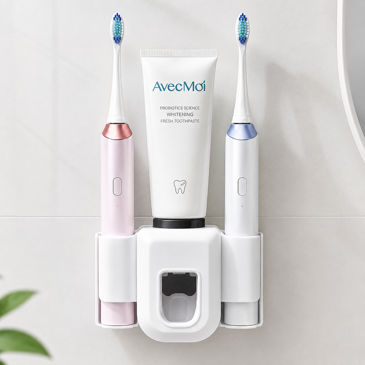 Wall-Mounted Toothpaste Dispenser and Toothbrush Organizer LoungeYard — product view 1