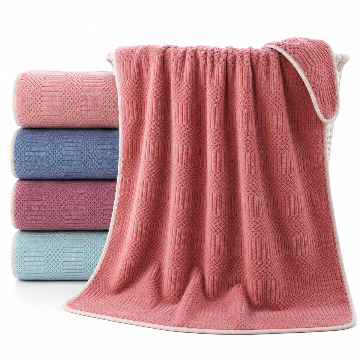 Ultra-Soft Microfiber Jacquard Bath Towel LoungeYard — product view 1