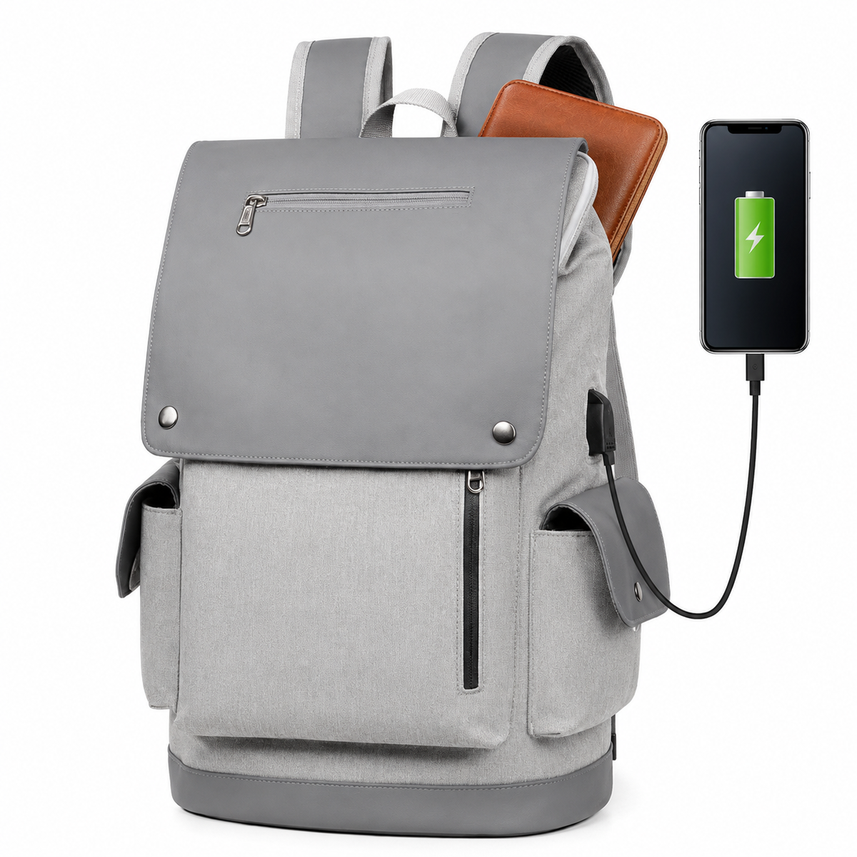 Unisex Anti-Theft Urban Laptop Backpack with Water-Resistant Flap and Multiple Organizer Pockets LoungeYard — product view 1