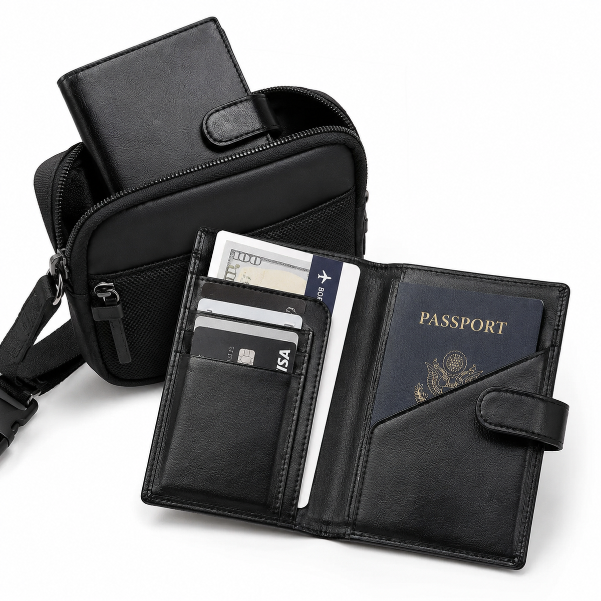 RFID Blocking Bifold Leather Wallet with Snap Card Organizer LoungeYard — product view 1