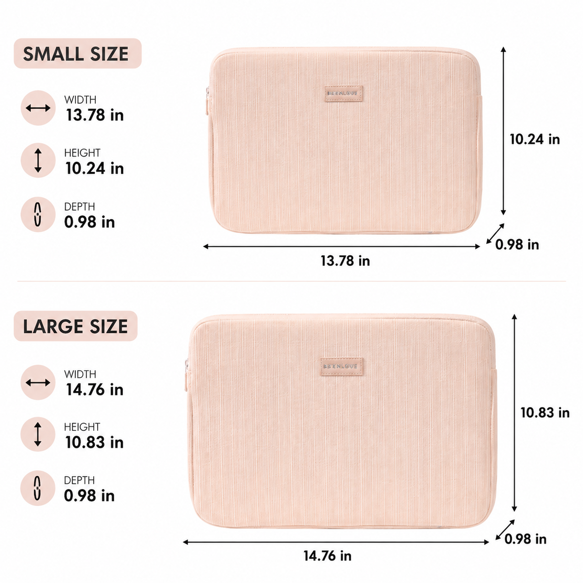 Padded ribbed fabric laptop sleeve for ultrabooks and notebooks LoungeYard — product view 6