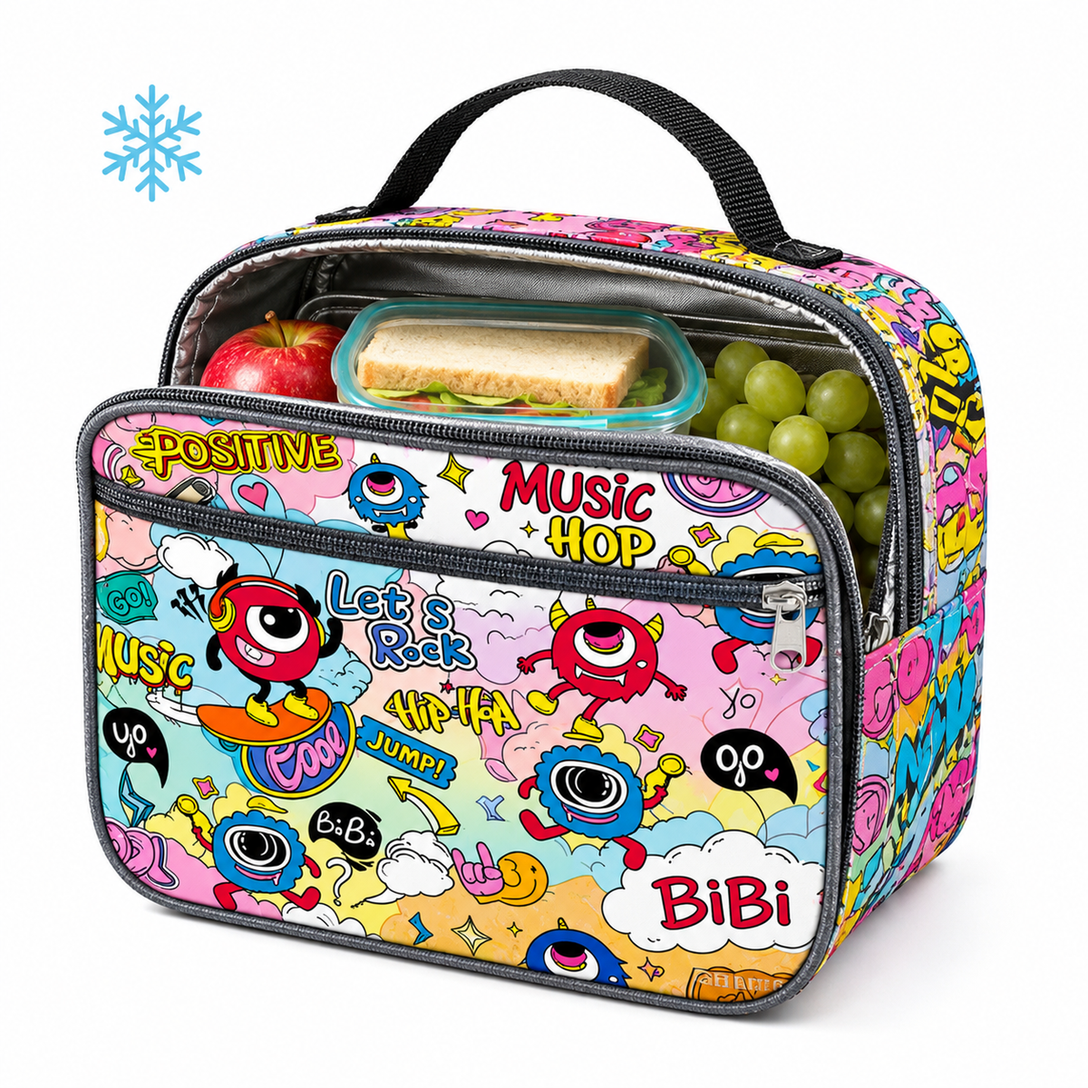 Insulated children's dinosaur lunch case with thermal lining and carry handle LoungeYard — product view 1