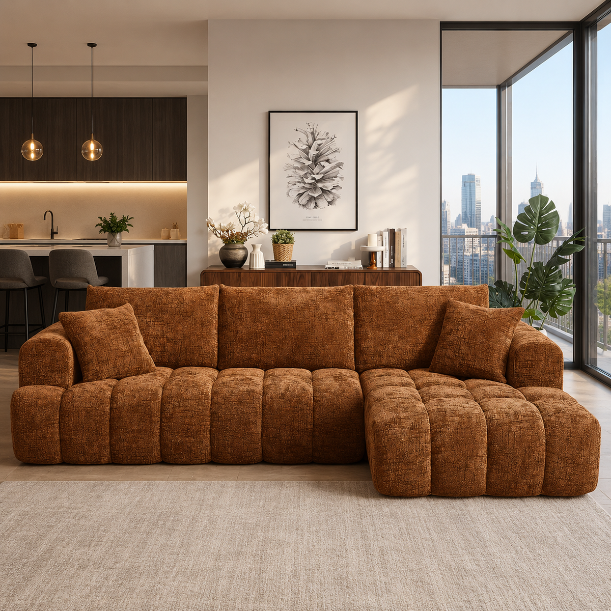 Cloud Sofa | 108" Marshmallow Modular L-Shape Chenille Sectional with Deep Seat — product view 3