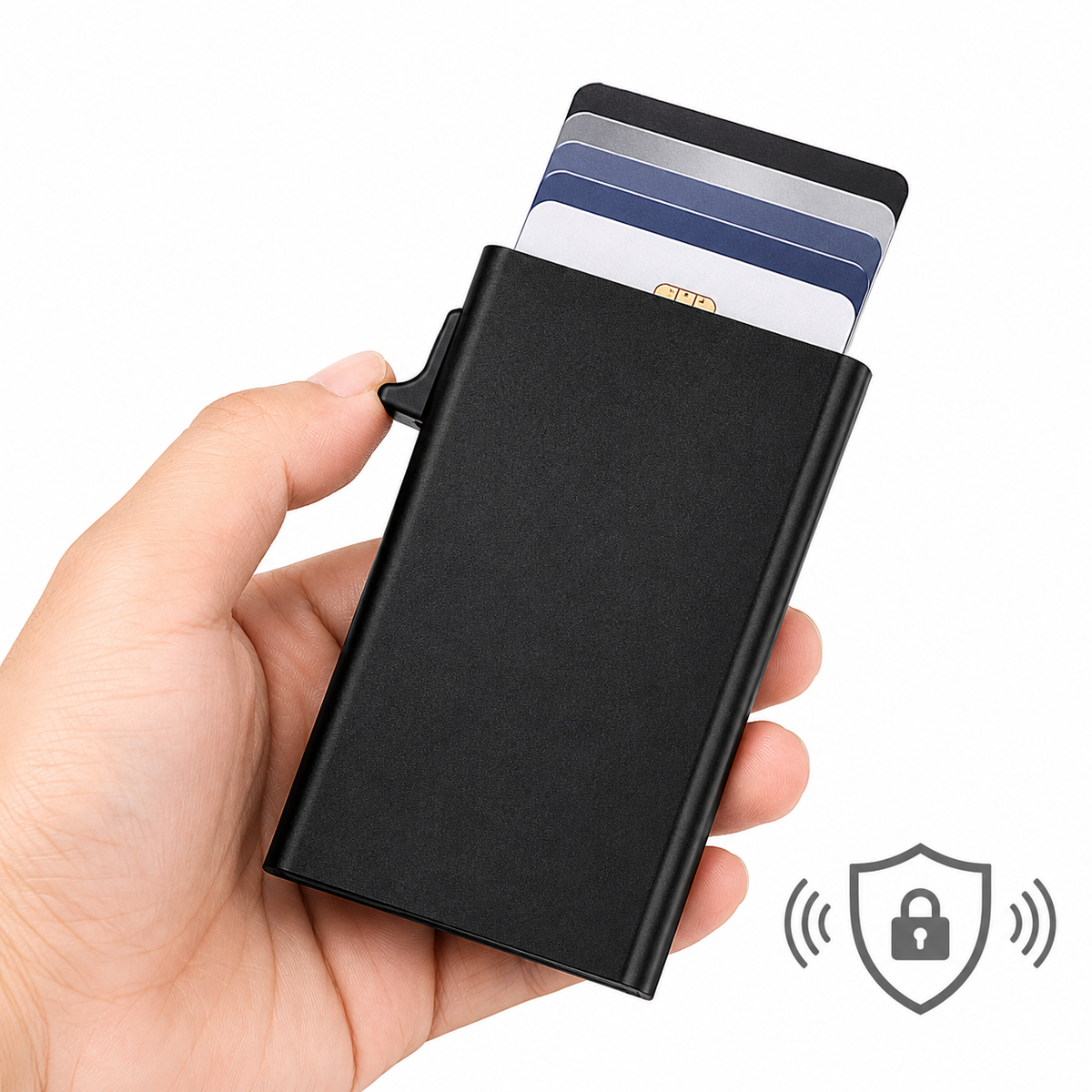 Slim RFID Blocking Aluminum Business Card Wallet With Pull Tab LoungeYard — product view 1