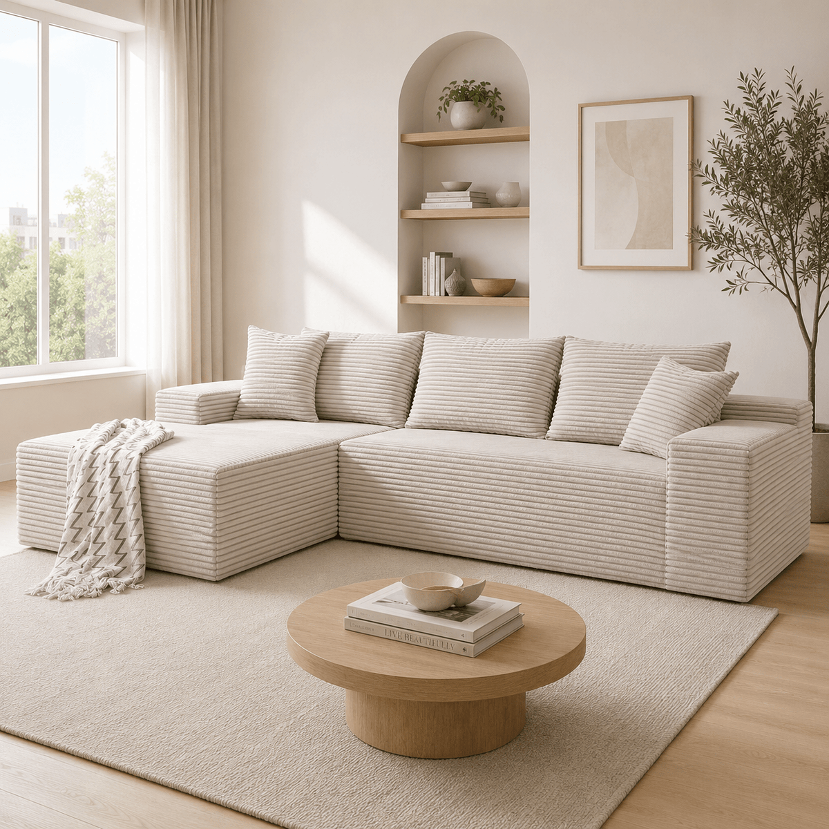 Cloud Sofa | 105" Reversible L-Shape Corduroy Sectional with Chaise — product view 1
