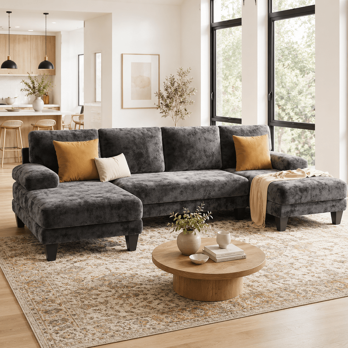 Cloud Sofa | 112" U-Shape Chenille Sectional with Double Chaise — product view 2