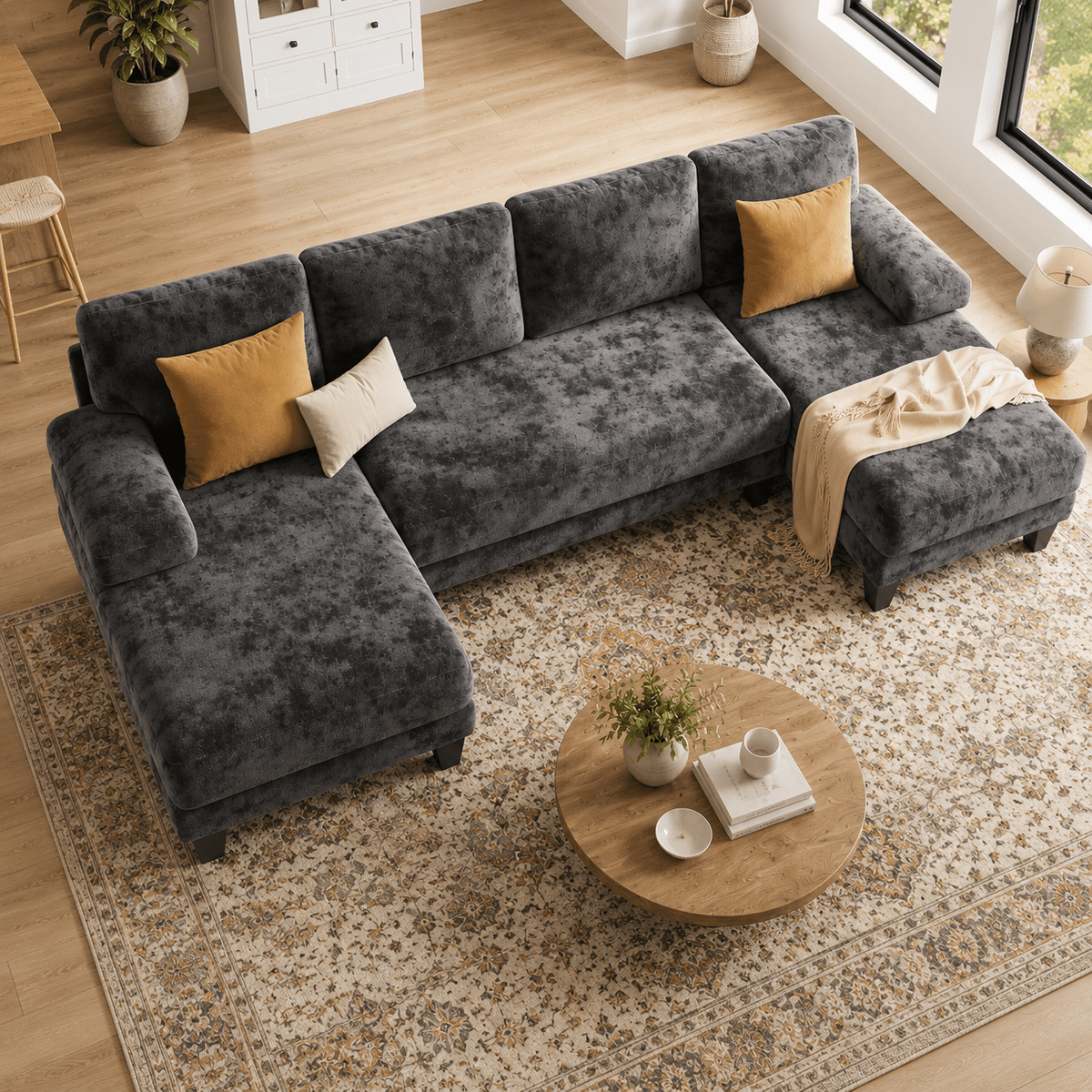 Cloud Sofa | 112" U-Shape Chenille Sectional with Double Chaise — product view 5