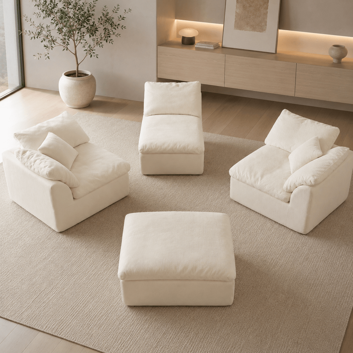 Flex Sofa | 109" Chenille Deep Seat Sectional With Ottoman — product view 4