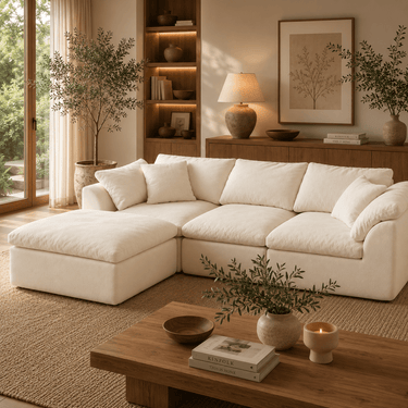 Flex Sofa | 109" Chenille Deep Seat Sectional With Ottoman