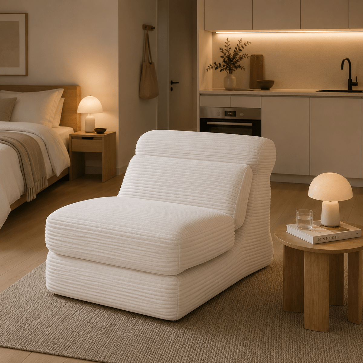 Sleeper Sofa | Ergonomic Folding Sofa Bed | 3-in-1 Convertible Corduroy — product view 1