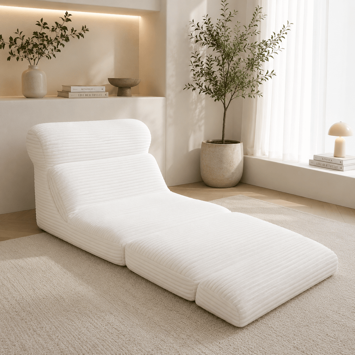 Sleeper Sofa | Ergonomic Folding Sofa Bed | 3-in-1 Convertible Corduroy — product view 2
