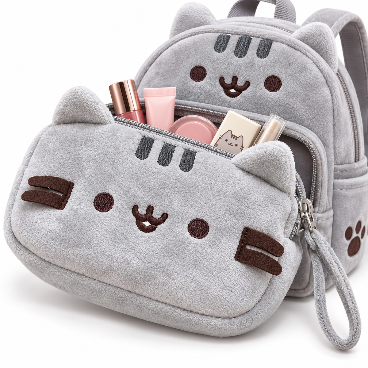 Plush Cat Crossbody Bag with Zippered Coin Pocket and Adjustable Strap LoungeYard — product view 1