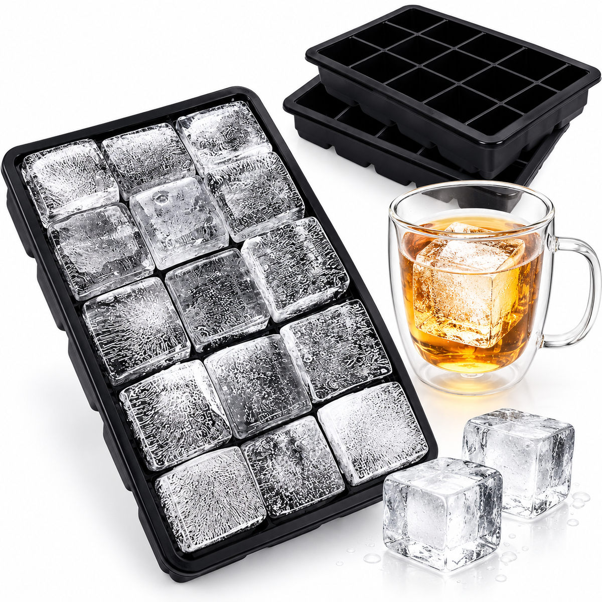 Flexible Silicone Square Ice Cube Tray Multi-Cavity Freezer Mold LoungeYard — product view 1