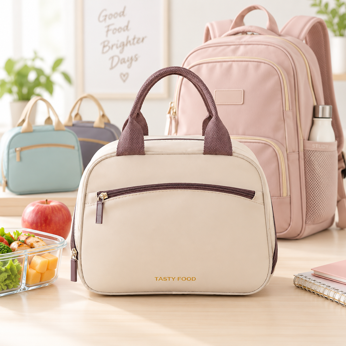Insulated Thermal Lunch Tote Bag with Dual-Zip Compartments LoungeYard — product view 1