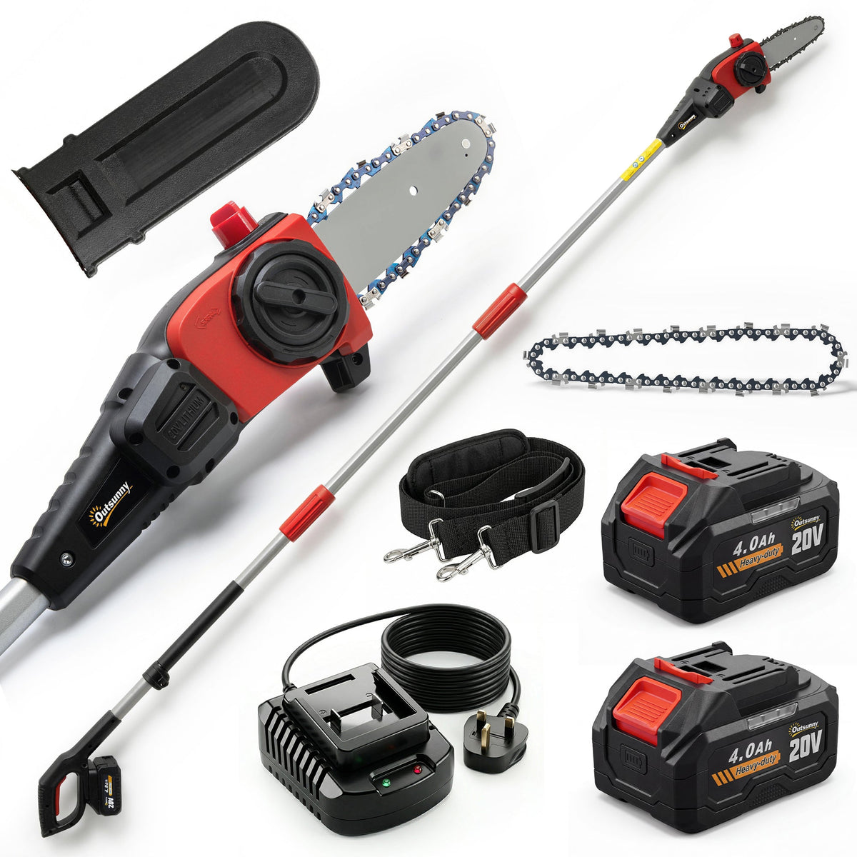 18V 8" Cordless Pole Chainsaw with 2 Batteries and Charger — product view 1